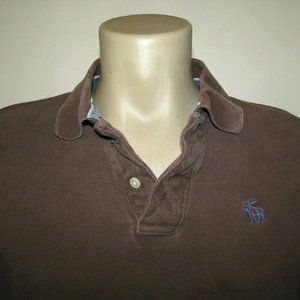 Men's (L) ABERCROMBIE & FITCH Brown Long Sleeve Mesh Shirt (Vintage?) MUSCLE FIT